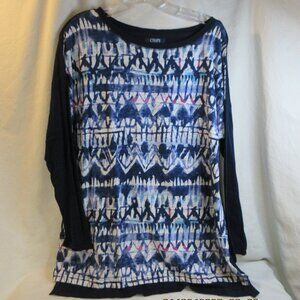 CHAPS SPORT~ BLUE WITH A GEOMETRIC PATTERN FRONT~60% COTTON 40% MODAL SIZE LARGE